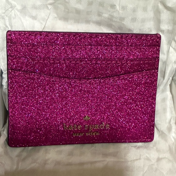 kate spade Accessories - kate spade Glitter Card Holder in Fuchsia Sparkle